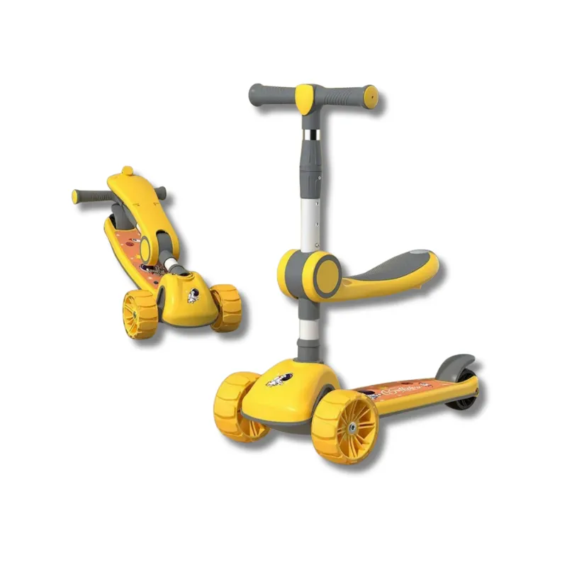 Scooter con asiento plegable para niños amarillo